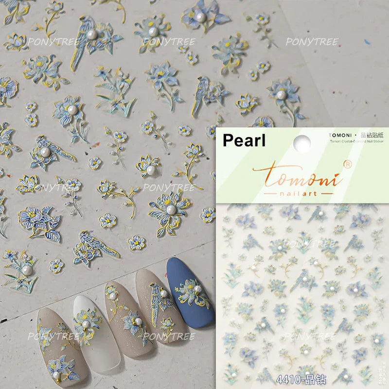 Yunjin Brocade Shawl Tassel Pendant Traditional Chinese Costumes and Ornaments Self Adhesive Nail Art Stickers Manicure Decals (ONLINE ORDER ONLY)