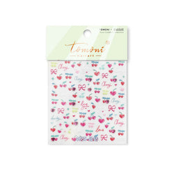 Lovely Pink Red Cherry Fruit Love Heart Star Lucky Letter Bowknot Romantic Adhesive Nail Art Stickers Rhinestone Manicure Decals (Online Order Only)