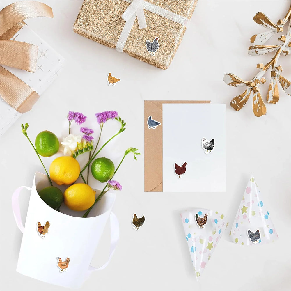 500PCS Chicken Hen Rooster Waterproof Roll Stickers for Water Bottles Bicycle Laptop Refrigerator Luggage Computer (ONLINE ORDER ONLY)