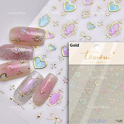 Lovely Heart Strawberry Cherry Bowknot Lace Lolita Crystal Rhinestone Line Rococo Chic Adhesive Nail Art Sticker Manicure Decals (ONLINE ORDER ONLY)