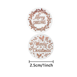 100-500pcs Rose Gold Merry Christmas Stickers Self-adhesive Holiday Stickers For Christmas Decors Wedding Party Cards Label (Online Order Only)