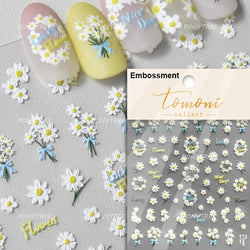Rose Flower Bouquet Leaves Lace Bowknot Pearl Photo Frame Gird Embossed Reliefs Self Adhesive Nail Art Stickers Manicure Decals (ONLINE ORDER ONLY)