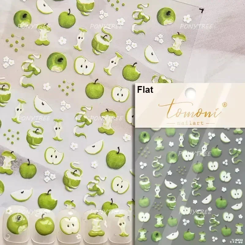 Colored Shiny Jelly Claw Paw Pudding Dessert Cherry Bowknot Cake Bow Tie Drink Food Love Heart Nail Art Sticker Manicure Decal (ONLINE ORDER ONLY)