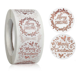 100-500pcs Rose Gold Merry Christmas Stickers Self-adhesive Holiday Stickers For Christmas Decors Wedding Party Cards Label (Online Order Only)