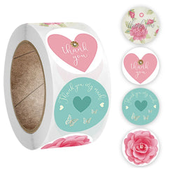 500pcs/roll Heart Stickers Thank You Stickers For Business Merci Packaging Stickers Rolling Love For Packaging Decoration (ONLINE ORDER ONLY)