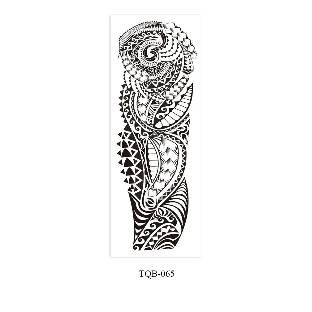 Waterproof Temporary Tattoo Stickers Dragon Totem Geometric Full Arm Sleeve Tatoo Fake Tattoos for Men Women (Online Order Only)