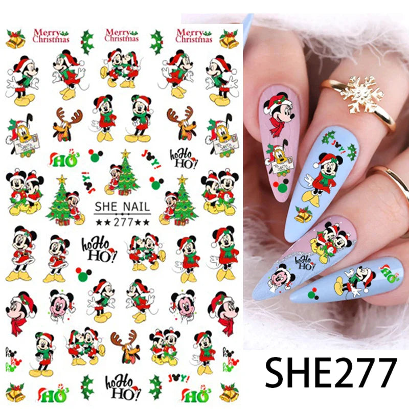1PCS Disney Mickey Series Nail Stickers Cute 3D Minnie Nail Decorations Valentine's Day Christmas Self-Adhesive Nail Supplies *& (ONLINE ORDER ONLY)