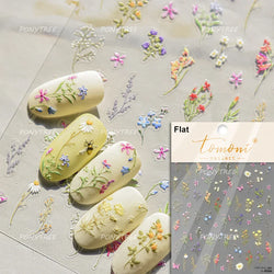Gold Foil Dried Flowers Leaf Floral Print Daisy Rose Flower Peach Blossom Adhesive Nail Art Decoration Sticker Manicure Decals (ONLINE ORDER ONLY)