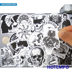 20/30/50Pieces Skeleton Style Decals Funny Demon Ghost Retro Skull Stickers for Motorcycle Car Bike Luggage Phone Laptop Sticker (Online Order Only)