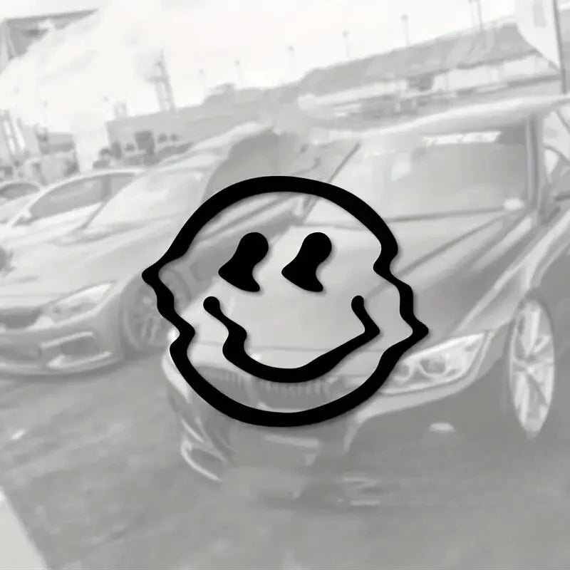 Smiling Face Stickers，Brighten Up Your Car with a cute & funny Cartoon Twisted Smiling Face Sticker! (ONLINE ORDER ONLY)