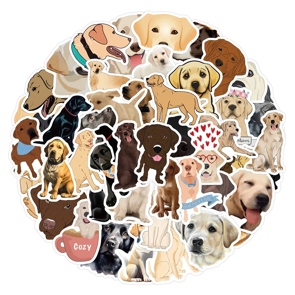 10/30/60PCS Cartoon Animal Labrador Stickers Cute Dog Decals For Skateboard Suitcase Fridge Guitar Bike Phone Car DIY Toys Gift (ONLINE ORDER ONLY)
