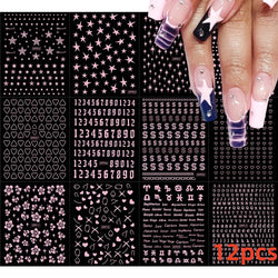 8pcs Gothic Alphabet Design Nail Art Stickers Retro English Letter Nail Art Stickers 3D Self-Adhesive Designs Nail Art Supplies* (Online Order Only)