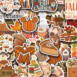 50pcs Dream Fall Maple Leaves Autumn Sticker Travel Suitcase Phone Laptop Luggage Classic Stickers Home Decor Diy Kids Girl Toys (ONLINE ORDER ONLY)
