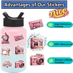 60PCS Cute Pink Girl Graffiti Stickers Aesthetic Decals for Water Bottles Laptop Scrapbook Phone Decoration Sticker Toys (ONLINE ORDER ONLY)