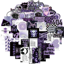 Cool Graffiti Stickers: 10/30/60pcs Black Purple Cartoon Decals for Skateboard, Helmet, Phone, Bike, Fridge (Online Order Only)
