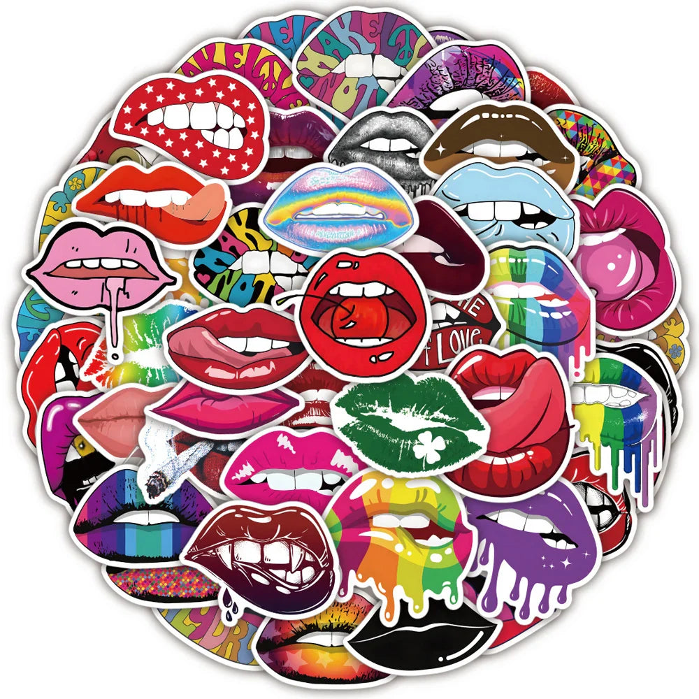 10/30/50pcs Cool Fashion Anime Sexy Lips Stickers Decal Laptop Skateboard Car Motorcycle Phone Bike Luggage Graffiti Sticker (ONLINE ORDER ONLY)