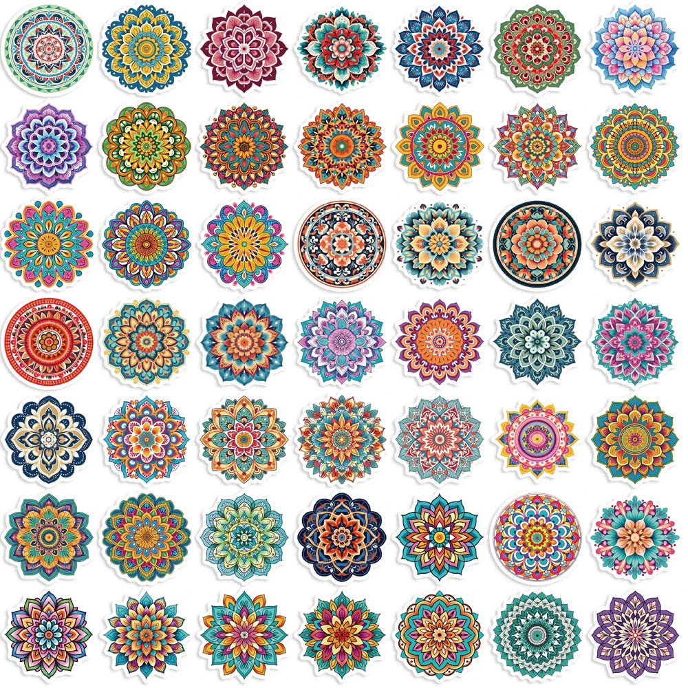 50pcs Mandala Flowers Cartoon Graffiti Stickers Decals Decoration DIY Skateboard Notebook Phone Laptop Cute Sticker (ONLINE ORDER ONLY)
