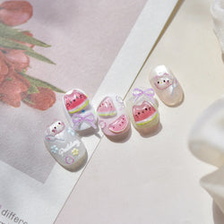 Summer Beach Bikini Watermelon Strawberry Ice Cream Soda Coconut Tree Fan Juice Crab Nail Art Decoration Stickers Manicure Decal (ONLINE ORDER ONLY)