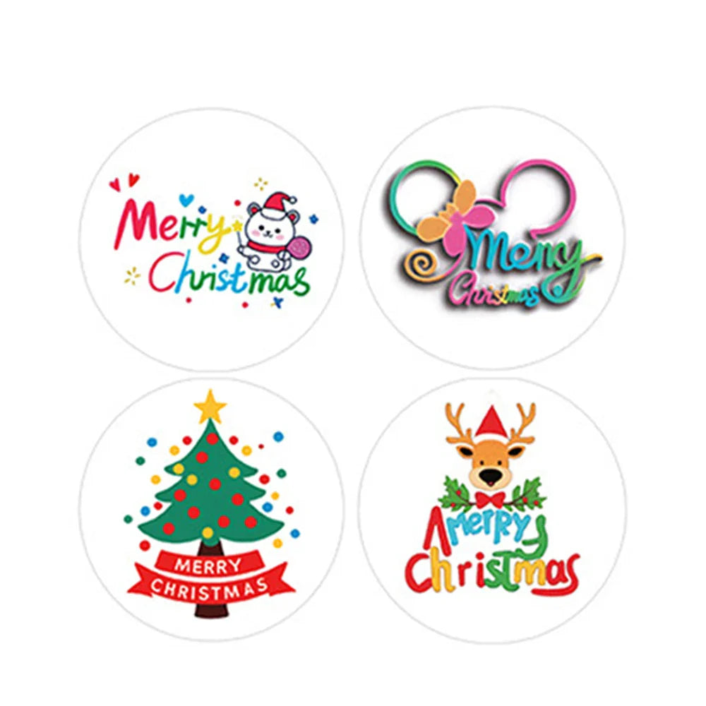 100-500pcs Cartoon Christmas Sticker Santa Claus Tree Paper Label New Year Christmas Snowman Stationery Stickers For Kids Gift (Online Order Only)