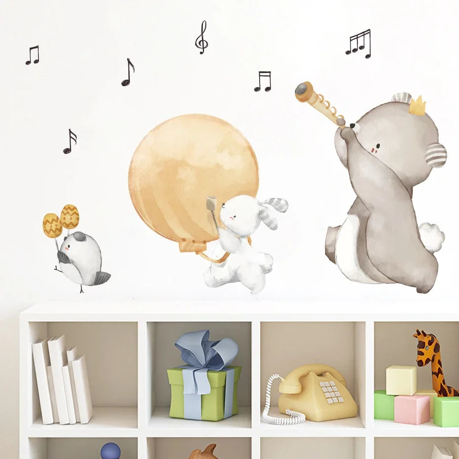Boho Animal Music Wall Stickers Nursery Decor PVC (Online Order Only)