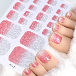110Pcs 5Sheets Toe Nail Press On Nails Stickers Glitter Gradient Diamond Short Square Shape Toenails Wraps False Toe Nail Patch* (ONLINE ORDER ONLY)