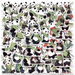 54pcs Cartoon Master Panda Animal Stickers For Laptop Guitar Phone Luggage Decor Waterproof Graffiti Bicycle Car Vinyl Decals (ONLINE ORDER ONLY)