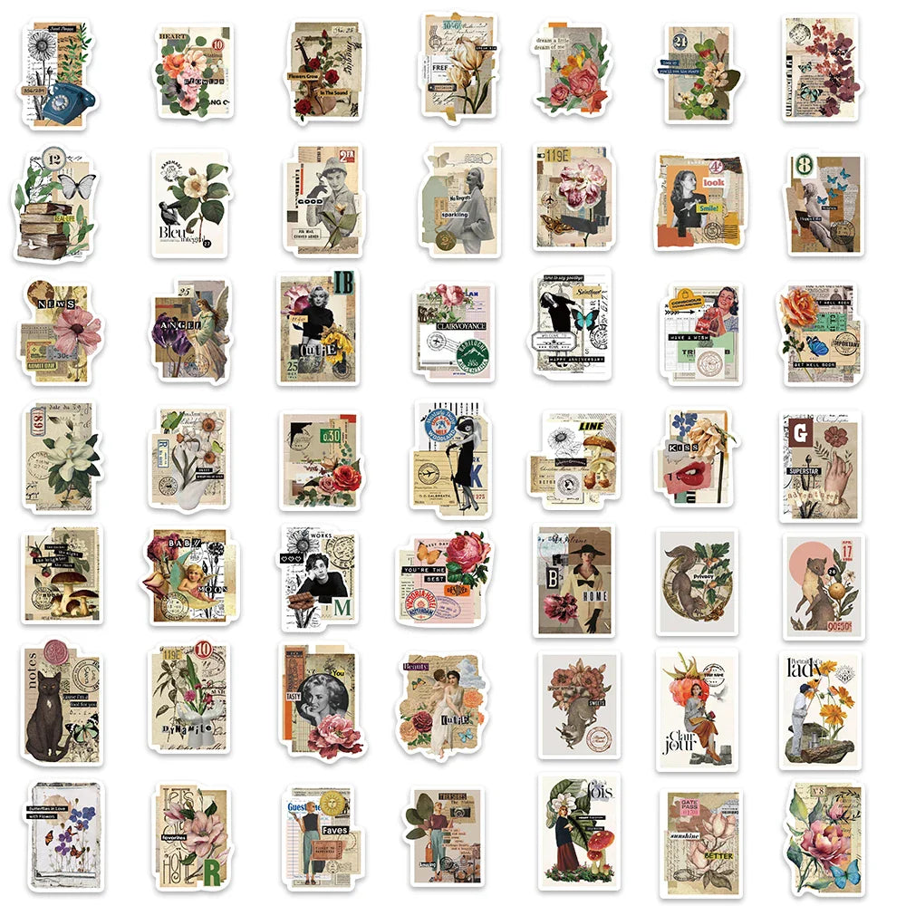 53PCS Sticky Note Stickers Vintage Retro DIY Diary Sticker For Laptop Luggage Skateboard Graffiti Decals Fun Classic Toy (ONLINE ORDER ONLY)