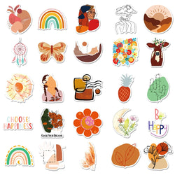 50pcs Funny Cartoon Cute Bohemia Graffiti Stickers Aesthetic Boho Style Phone Laptop Bike Notebook Phone Laptop Sticker (Online Order Only)