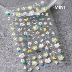 Spring Living Peach Blossom Flower Branch Petal Antique Soft Relief Adhesive Chinese Characters Nail Art Sticker Manicure Decals (ONLINE ORDER ONLY)