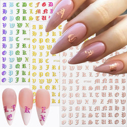 8pcs Gothic Alphabet Design Nail Art Stickers Retro English Letter Nail Art Stickers 3D Self-Adhesive Designs Nail Art Supplies* (Online Order Only)