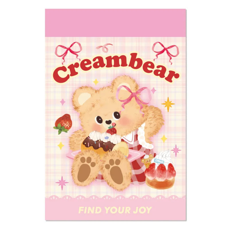 50piece/book Retro Cute Cream Bear Sticker for Phone Camera Journal Postcard DIY Kawaii Decoration Sticker Gift (ONLINE ORDER ONLY)