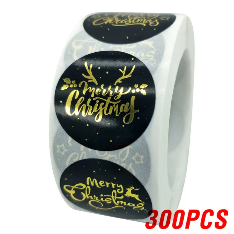 Rose Gold Merry Christmas Stickers Scrapbook 1inch 100-500pcs Sealing Label Stickers For Party DIY Packaging Stationery Stickers (ONLINE ORDER ONLY)