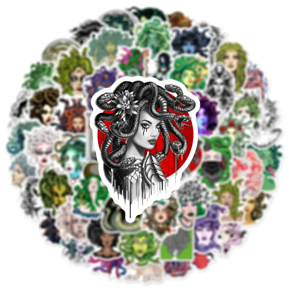 10/50Pcs Cartoon Snaker Medusa Stickers for Car Suitcase Skateboard Guitar Laptop Phone Decor Graffiti Waterproof Sticker Toys (ONLINE ORDER ONLY)