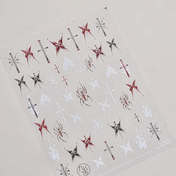 Gothic Dark Spider Butterfly Cross Flame Wings Halloween Horror Rose Flower Rabbit Pumpkin Bear Nail Art Stickers Manicure Decal (ONLINE ORDER ONLY)