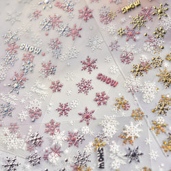 Shiny Pink Silver Hot Stamping Snow Adhesive Nail Art Sticker Snowflake Rhinestone Manicure Decal Nail Supplies for Professional (Online Order Only)