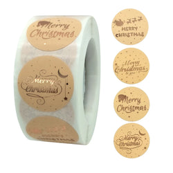 Rose Gold Merry Christmas Stickers Scrapbook 1inch 100-500pcs Sealing Label Stickers For Party DIY Packaging Stationery Stickers (ONLINE ORDER ONLY)