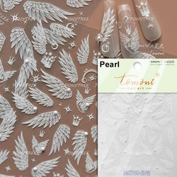 White Pink Baby Child Angel Wing Heart Bowknot Leaves Key Star Cupid's Arrow Archery Adhesive Nail Art Stickers Manicure Decals (ONLINE ORDER ONLY)