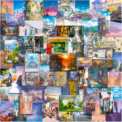 10/30/50PCS Cartoon View Street Landscape Stickers Aesthetic PVC Waterproof Decals Luggage Guitar Skateboard Sticker Decals Toys (ONLINE ORDER ONLY)
