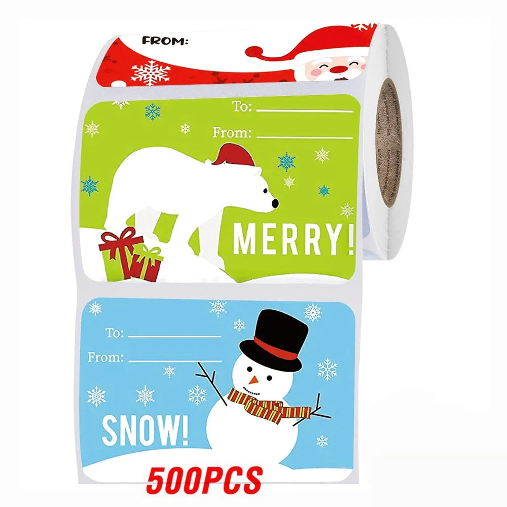 50-250Pcs Christmas Snowman Adhesive Labels Stickers Decoration Paper Scrapbooking Seal Thank You Sticker Stationery Supplies (ONLINE ORDER ONLY)