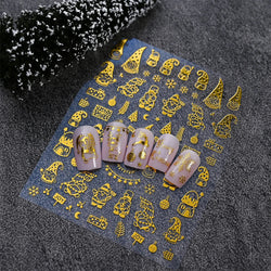 12pcs Cute Christmas Nail Decals Santa Claus Elk Penguin Snowman Cartoon Nail Stickers 3D Self-adhesive Sliders Manicure Decor * (Online Order Only)