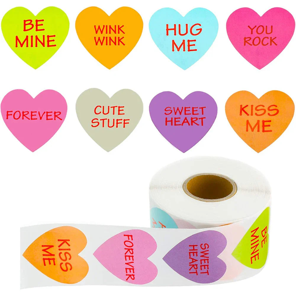 100-500pcs Valentine's Day stickers Heart Thank You adhesive label new year Birthday Party Handmade Decoration stickers (Online Order Only)