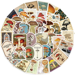 10/50Pcs Vintage Mushroom Stickers Aesthetic Retro Style DIY Decals For Phone Fridge Laptop Stationery Books Graffiti Sticker (ONLINE ORDER ONLY)