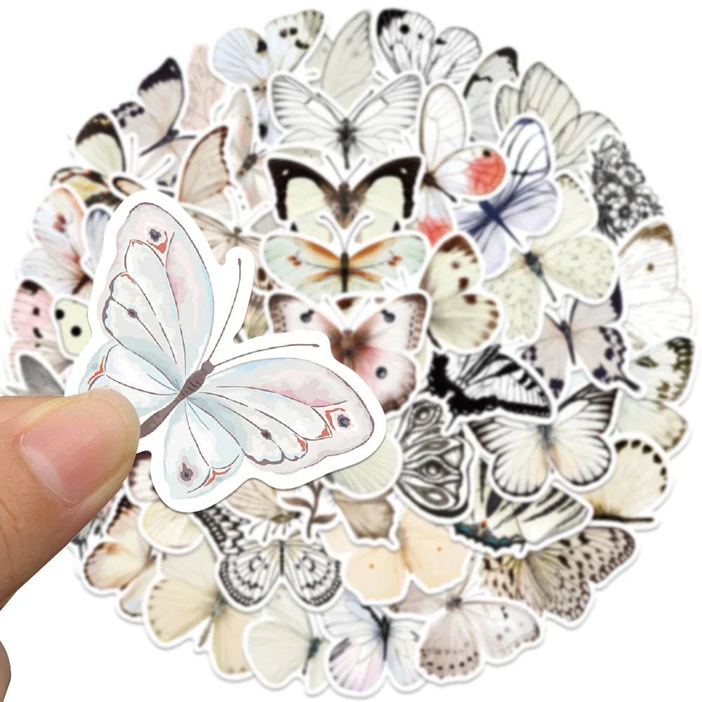 50pcs Aesthetic Cartoon Insect Butterfly Stickers DIY Waterproof Graffiti For Laptop Water Bottle Luggage Notebook Vinyl Decals (Online Order Only)