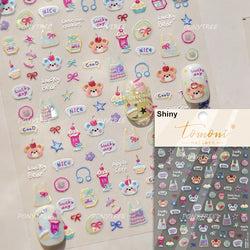 Soda Fruit Beverage Bottle Bear Watermelon Popsicle Dessert Ice Cream Cat Cherry Strawberry Bow Summer Nail Art Stickers Decals (ONLINE ORDER ONLY)
