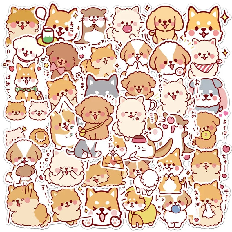 10/30/50PCS Kawaii Fluffy Dog Sticker Aesthetic Children's PVC Korean Stationery School Supplies Decoration Scrapbooking (ONLINE ORDER ONLY)