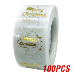 Rose Gold Merry Christmas Stickers Scrapbook 1inch 100-500pcs Sealing Label Stickers For Party DIY Packaging Stationery Stickers (ONLINE ORDER ONLY)