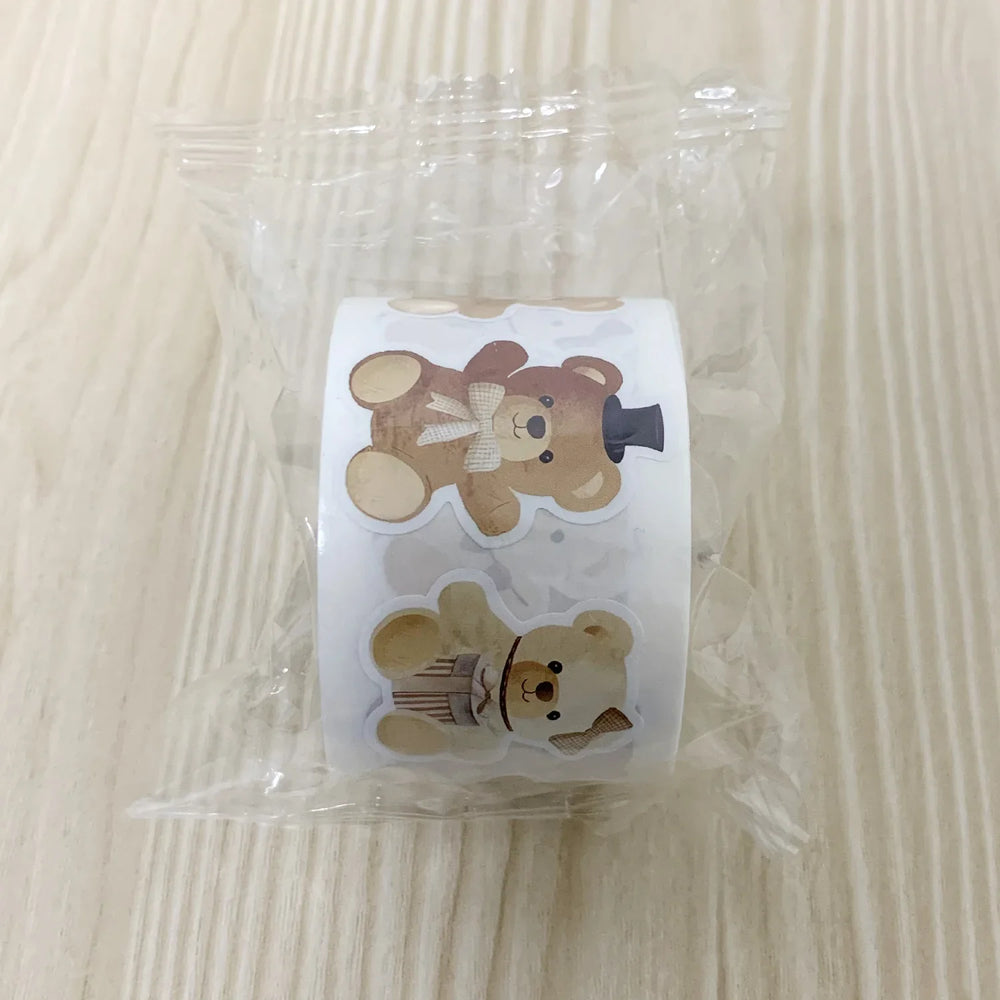 100-500pcs Cartoon Bear Animals Stickers Reward Stickers Decoration Gift Box Crafts Sticker Label Stationery (ONLINE ORDER ONLY)