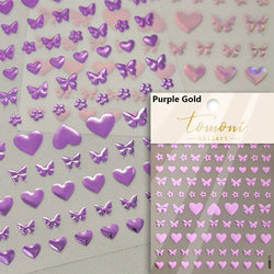 Delicate Tender Purple Butterfly Seal Pattern Insect Shiny Golden Stroke Nail Art Decoration Sticker Dressy Laser Manicure Decal (ONLINE ORDER ONLY)