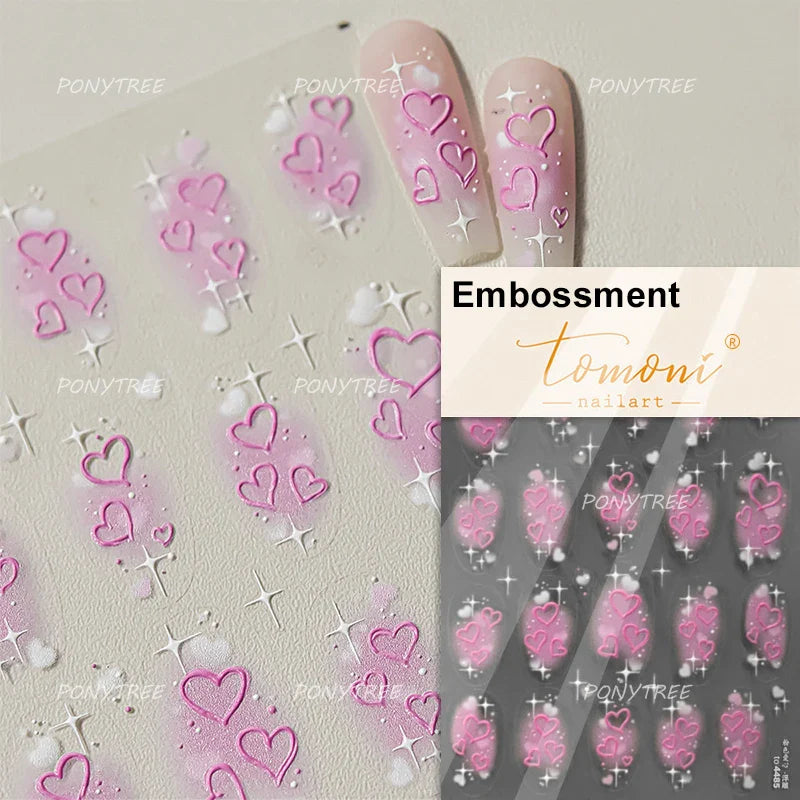 Lovely Heart Strawberry Cherry Bowknot Lace Lolita Crystal Rhinestone Line Rococo Chic Adhesive Nail Art Sticker Manicure Decals (ONLINE ORDER ONLY)