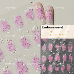Line Love Heart Arc French Romantic Curve Punk Attitudinal Hollow Geometric Figure Adhesive Nail Art Stickers Manicure Decals (Online Order Only)